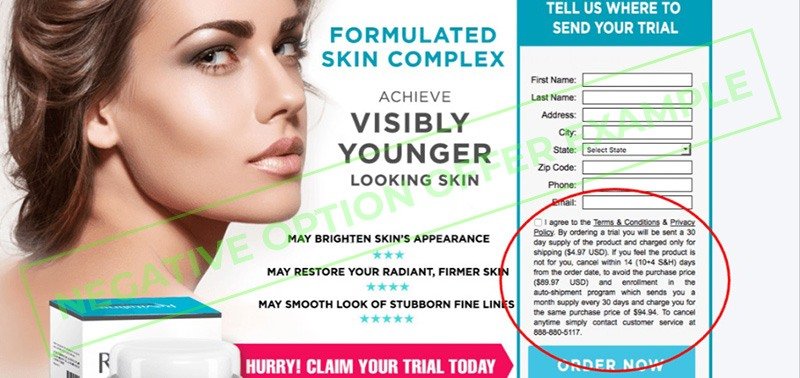 Negative Option Offer - Cosmetics