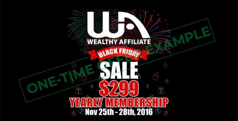 One Time Offer - Wealthy Affiliate Promotion